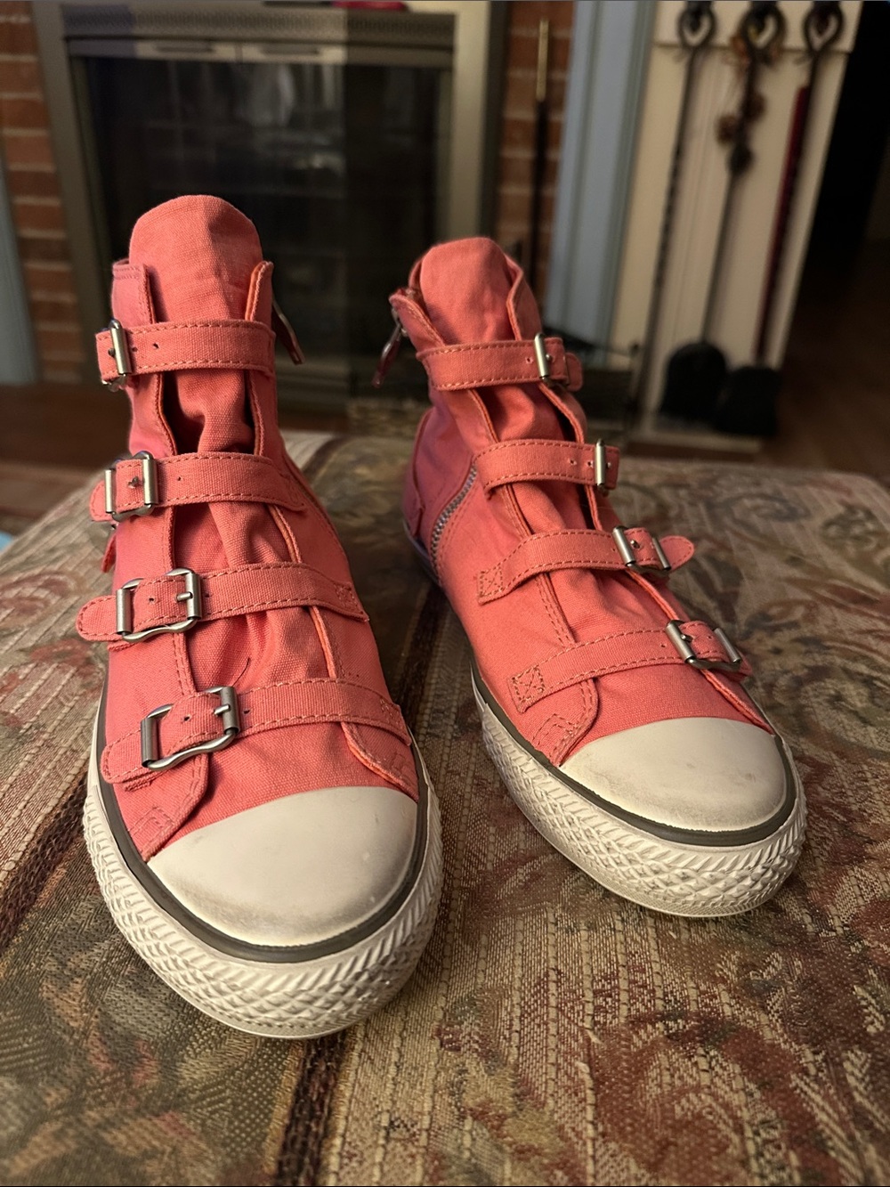 ASH Pink Buckle High-Top Sneakers 39 EWLB